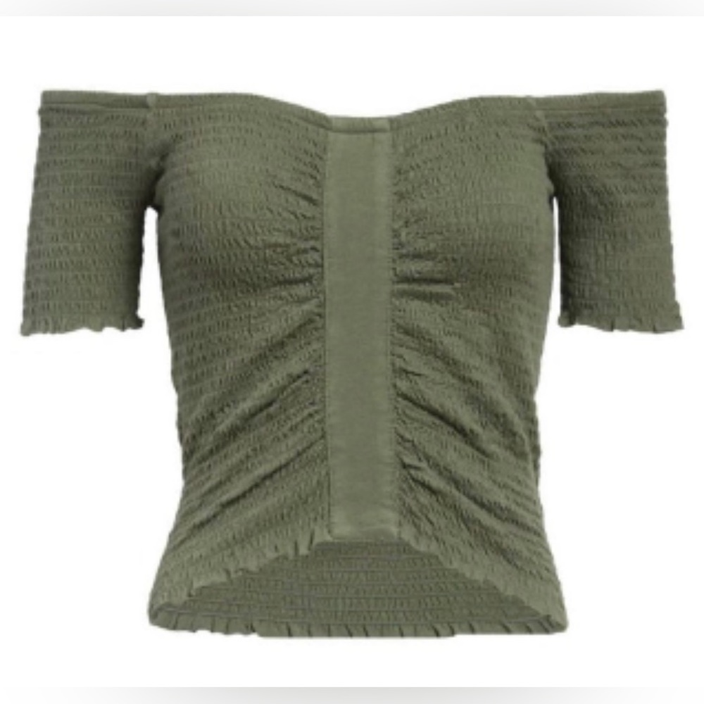 Bp. Green Smocked Off-the-Shoulder Top Size Medium (8-10) NWT